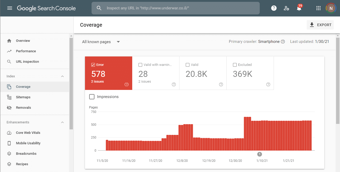 Google Search Console 404